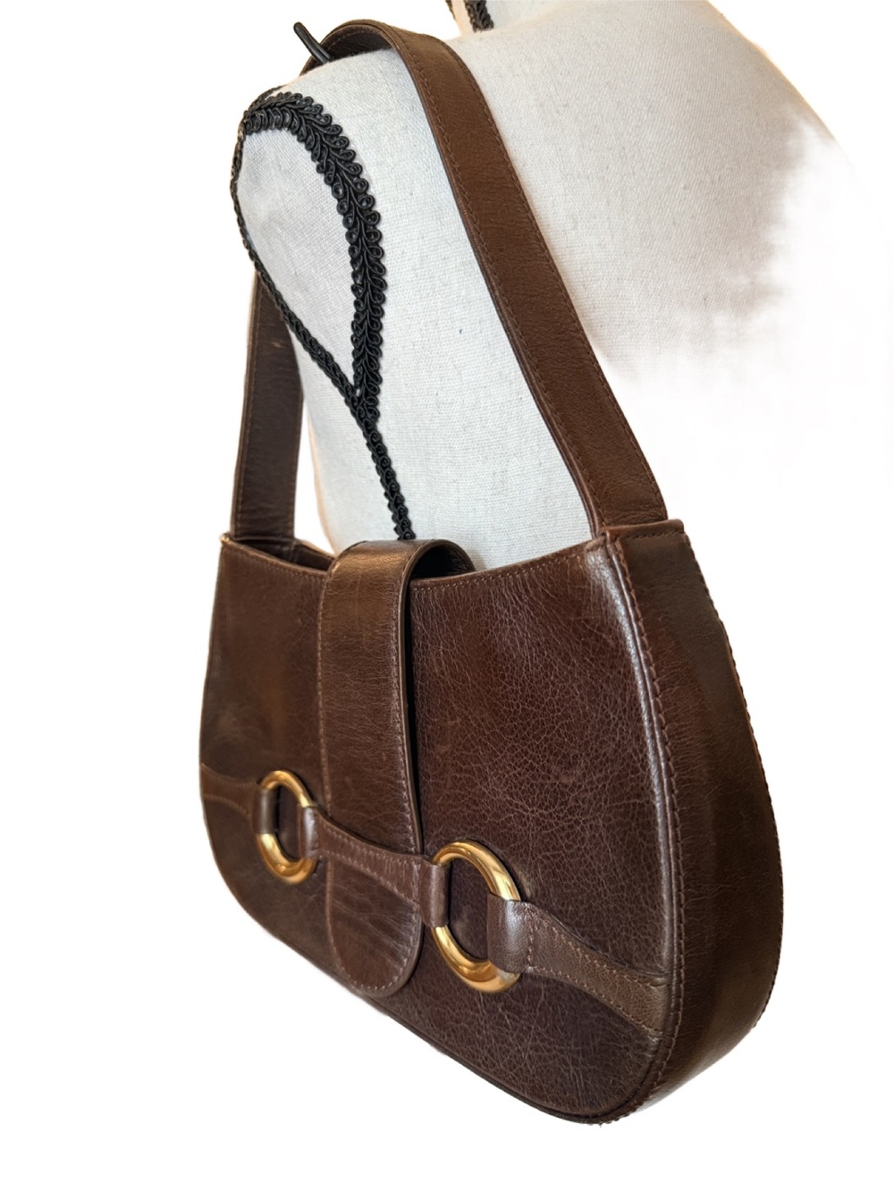 Charles Jourdan Paris Vintage Brown Leather Horsebit Style Shoulder Bag - Picture 3 of 9